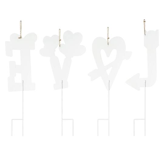 Glitzhome® 28" Set of 4 Valentine's Metal LOVE Yard Stake